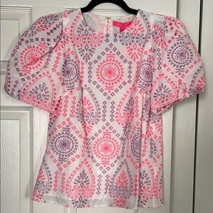Lilly Pulitzer Pratt Eyelet Top in Multi Sunset Dreamer Eyelet